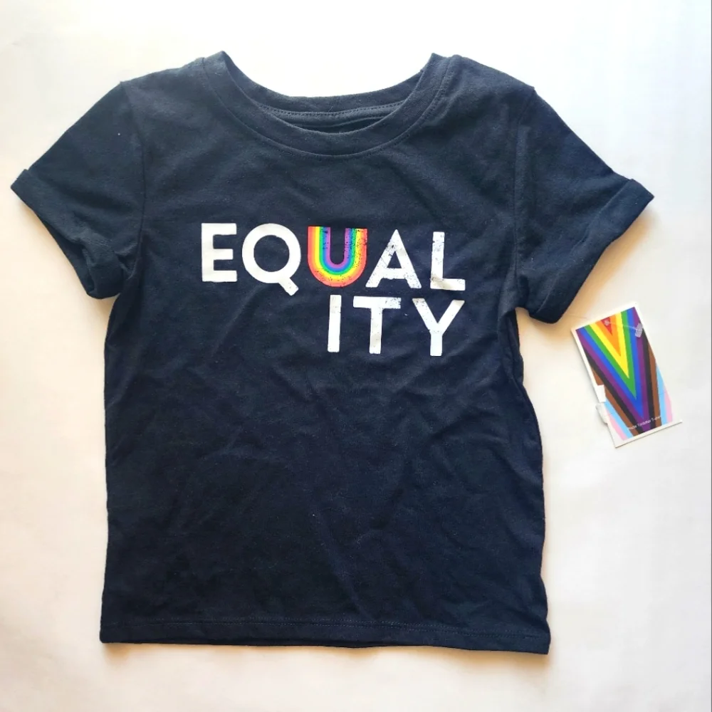 Pride Equality Kids' Black 2T Short Sleeve T-Shirt - Round Neck Unisex